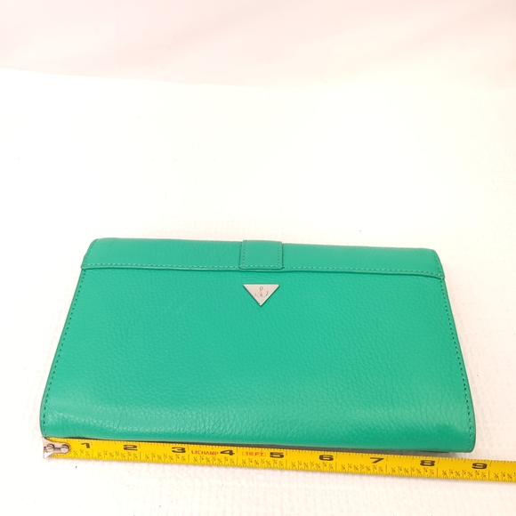 Sam Edelman Green Leather Wallet Money Card Holder Coin Purse Clutch - Picture 10 of 11